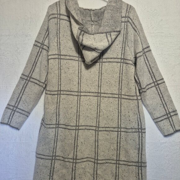 Nine West Hooded Cardigan Sweater M NWT Open Front Wool Blend Lagenlook Comfy - Picture 2 of 9